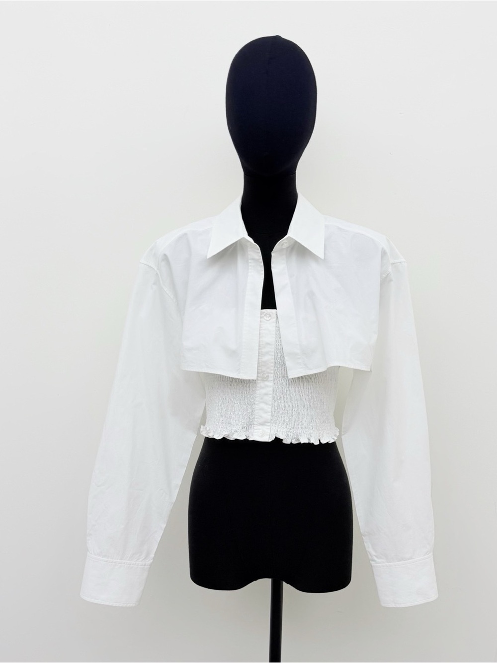 Alexander Wang White Cropped Overlay Button-Down Shirt